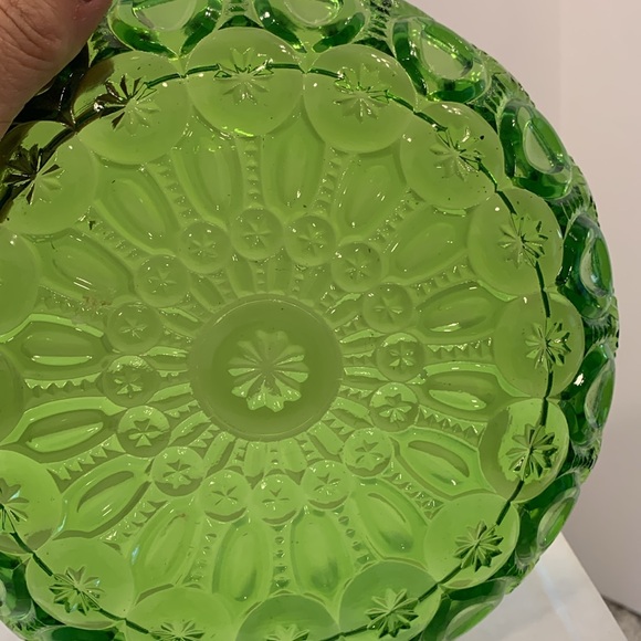 VTG L. E. Smith moon and stars green glass dish - Picture 4 of 6